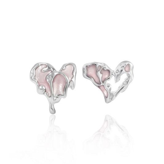 2Sonder Asymmetrical Heart Earrings Pink Heart Drop Earrings