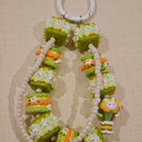Hand-Painted Spring Green Beaded Keychain - Versatile Bag Charm & Phone Strap