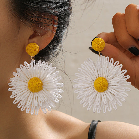 Boho Chic Getaway: Handcrafted Dainty Daisy Ear Drops for Sweet Fresh Vibes