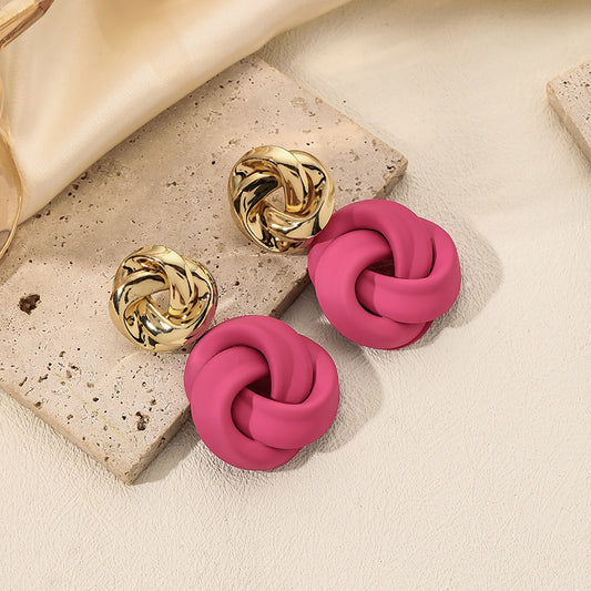 Baking Varnish Painted Twist Earrings