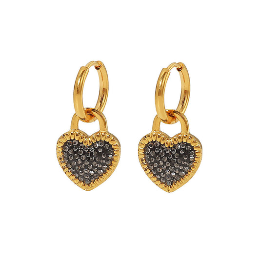 Heart Shape Diamond Earrings Heart Pendent Huggie Hoops