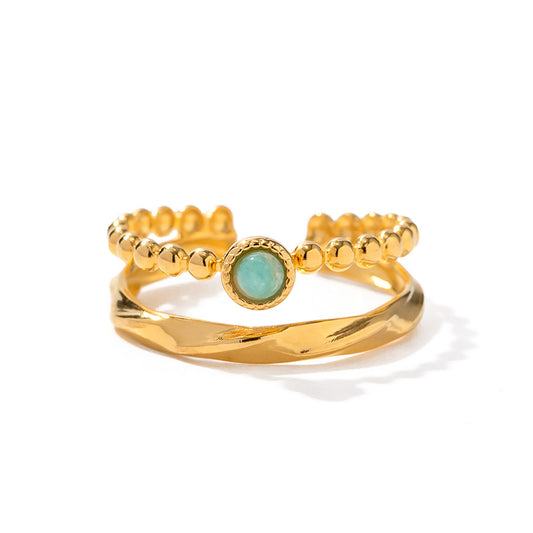 Exquisite Vintage Double-Layer Amazonite Inlaid Ring